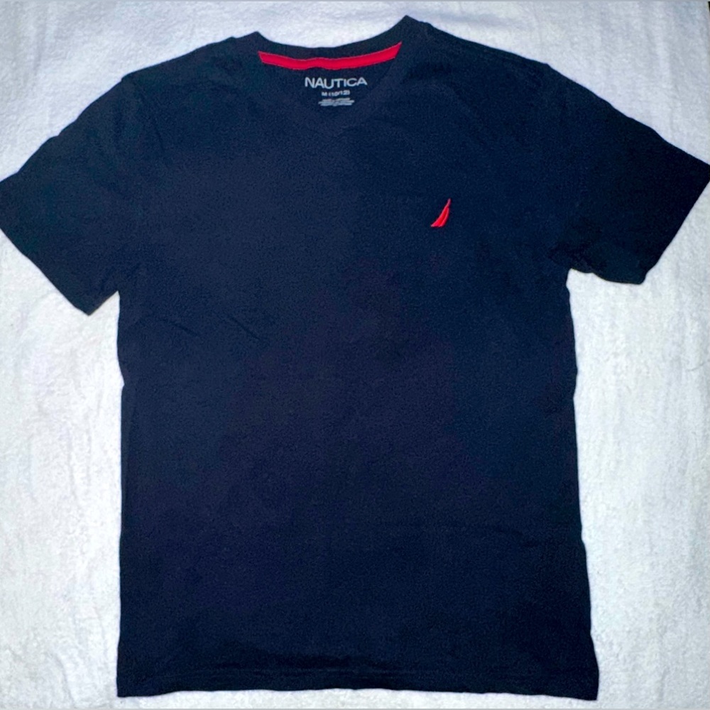 EUC Boys Nautical T Shirt Size Medium 10-12 Navy Blue